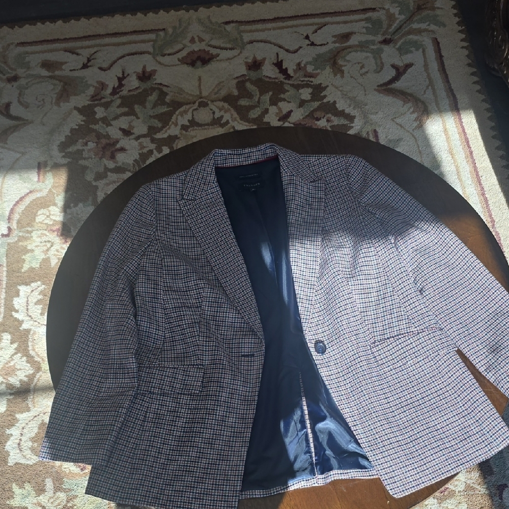 Talbots Women's Navy Checkered Blazer